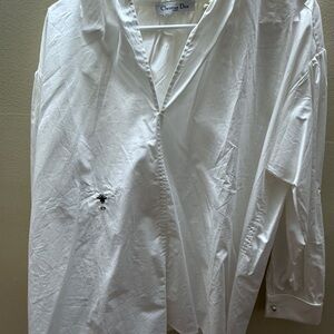 Dior White Button-Front Shirt with Subtle Collar Detail